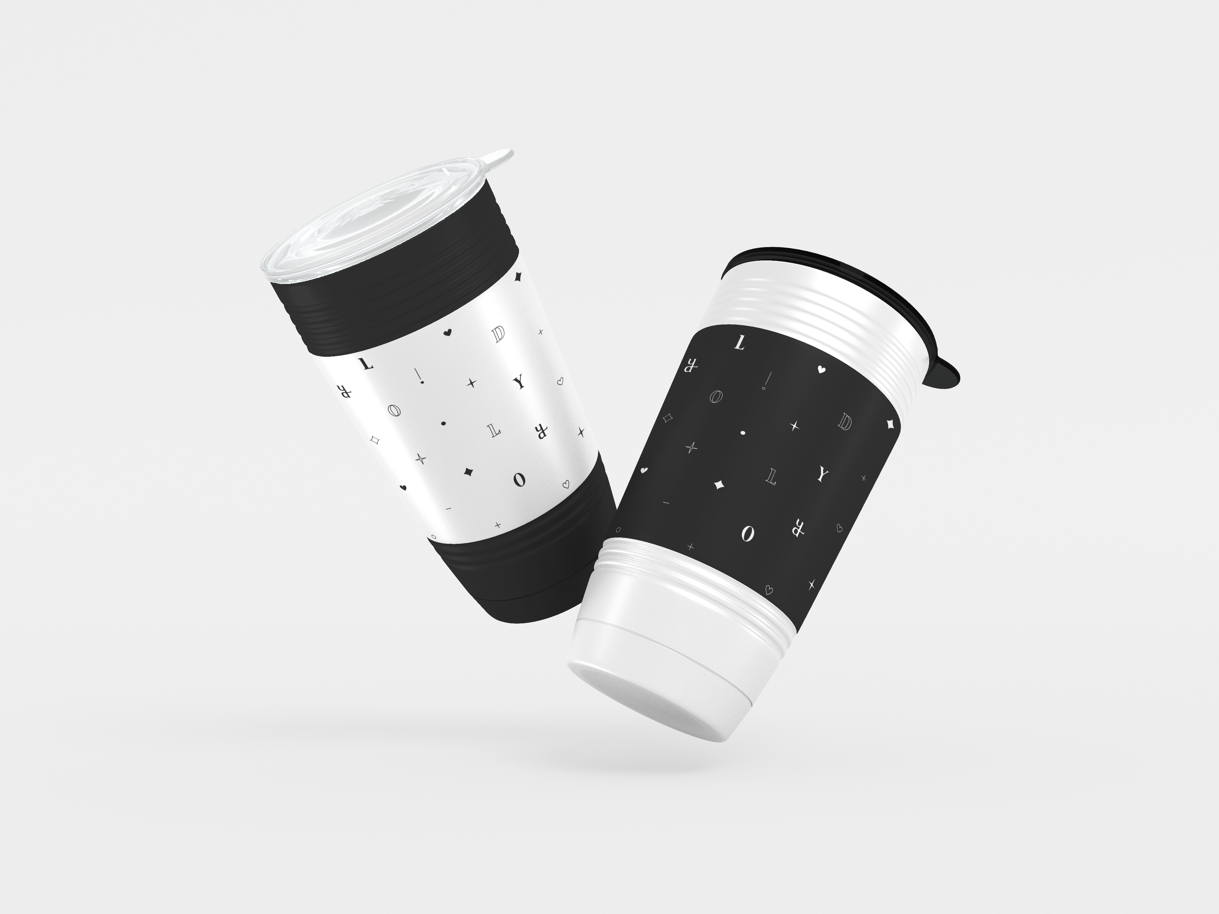 Black and white LODY tumblers